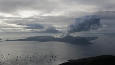 A cloud of steam comes out of Taal Volcano. AP