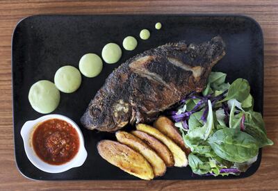 The srilled Tilapia dish at The Gbemi's Kitchen restaurant in JLT. Pawan Singh / The National.