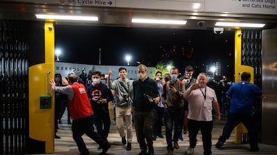 Public transport enthusiasts flock to Battersea Power Station as the new London Underground stop opens.