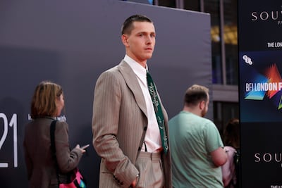 Harris Dickinson attends The Souvenir: Part II UK Premiere during the 65th BFI London Film Festival at The Royal Festival Hall in London, England. Getty Images for BFI
