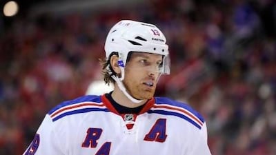 Brad Richards had a good seat to watch his teammates, the New York Rangers, face the Boston Bruins. He was benched.