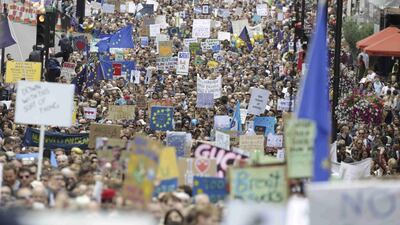 Britons demonstrate against the UK's decision to leave the EU, in central London. Paul Hackett / Reuters