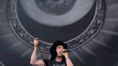 Jack White on stage with his band The Dead Weather in Belfort, eastern France, in 2010.