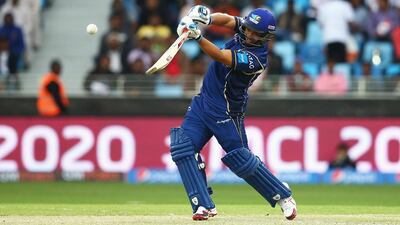 DUBAI, UNITED ARAB EMIRATES - JANUARY 29: Ashwell Prince of Capricorn Commanders hits out during the Oxigen Masters Champions League 2016 match between Capricorn Commanders and Leo Lions at Dubai International Cricket Stadium on January 29, 2016 in Dubai, United Arab Emirates. (Photo by Francois Nel/Getty Images)