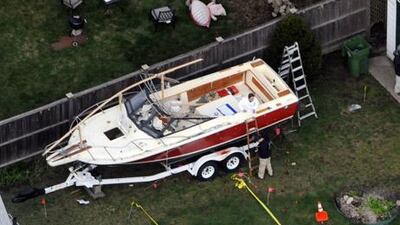 The boat where Dzhokar Tsarnaev, 19, was captured by FBI agents.Getty Images / AFP