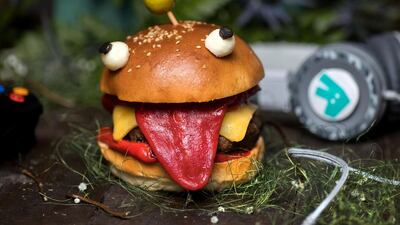 The Durr Burger, inspired by the videogame 'Fortnite', will be available via Deliveroo from Jones the Grocer in Dubai. Courtesy Deliveroo