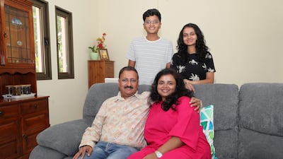Rakhi and Ketan Jain live in a three-bedroom apartment with their two children, Kanisha and Viraj, in The Gardens. All photos: Pawan Singh / The National