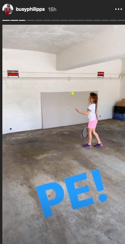Busy Philips's daughter played tennis during home PE.