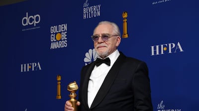 Brian Cox poses with his award for the Best Performance by an Actor In A Television Series - Drama during the 77th annual Golden Globe Awards on January 5, 2020, at The Beverly Hilton hotel in Beverly Hills, California. EPA