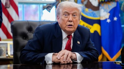 US President Donald Trump speaks in the Oval Office. EPA
