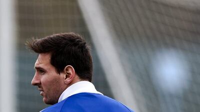 Argentina's Lionel Messi trains with his team at Manchester City's complex on Monday ahead of their Tuesday friendly against Portugal at Old Trafford in Manchester. Jose Sena Goulao / EPA / November 17, 2014
