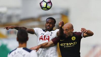 Tottenham's Danny Rose in action with Manchester City's Pablo Zabaleta. Eddie Keogh / Reuters