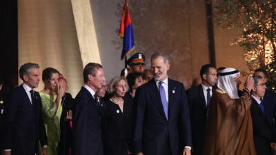 King Felipe VI of Spain, centre, attends the official opening of the Grand Egyptian Museum at Giza, the world's largest archaeological museum. EPA
