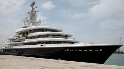 Superyacht Luna owned by Russian billionaire Farkad Akhmedov is docked at Port Rashid in Dubai. Reuters