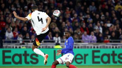 The new typeset on Germany's football kit was worn in recent friendlies against France and the Netherlands, as the country prepares to host Euro 2024 from June 14 to July 14. AFP