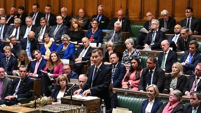 UK Chancellor of the Exchequer Jeremy Hunt announces tax and spending measures in Parliament on Monday. AFP
