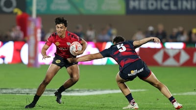 Action from the Gulf U19 Boys final between Dubai College and DESS in the at the Emirates Dubai Sevens 2025