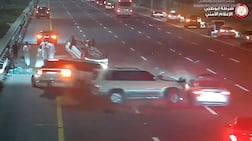 A still from the video clip of a traffic accident released by Abu Dhabi Police. Photo: Abu Dhabi Police GHQ / X