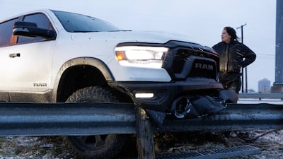 A vehicle that slid off the road into a barrier in Dallas, Texas. Bloomberg