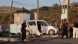 Israeli security forces at the scene of a ramming attack near Maccabim checkpoint in Israeli-occupied West Bank, on September 23. Reuters
