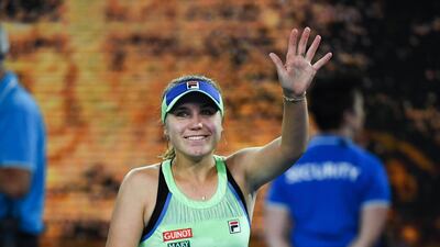 Sofia Kenin celebrates her victory. AFP