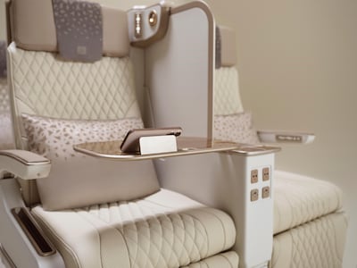 Emirates' newly delivered Airbus A350 aircraft will feature the world's first fully electrically powered Premium Economy seats. Photo: Emirates