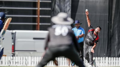 The UAE bowl at the USA during the 50-over match in Dubai. Antonie Robertson / The National
