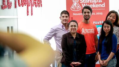 Above, participants to the Dubai Startup Weekend at Astrolabs Dubai. Victor Besa for The National