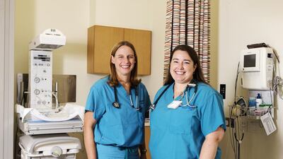 Dr Brenda McLaughlin, left, and Dr Christel Brabon encourage women to have natural births where possible. Christopher Pike / The National