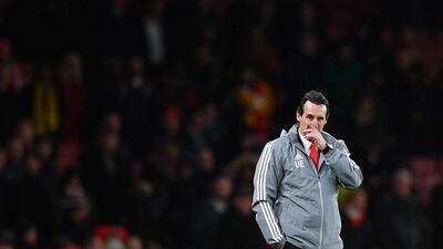 Arsenal's Spanish coach Unai Emery during their Europa League defeat to Eintracht Frankfurt. AFP