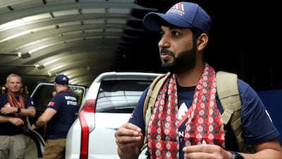 Sheikh Mohamed Hamad Mohamed Al Khalifa, who is planning to climb the Mount Everest, arrives at Tribhuvan International Airport in Kathmandu. AFP