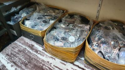 Tens of thousands of high quality fakes were discovered in a police raid in the Naif area of Deira. Courtesy: Beet Al Hekma Consulting / Dubai Police