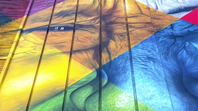 A close up of the work.