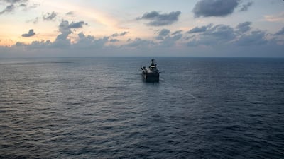 A US naval ship sails towards the Arabian Gulf in March. American forces have imposed a blockade on the Strait of Hormuz. Photo: Centcom