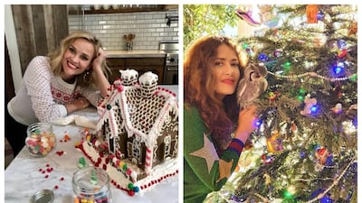 Reese Witherspoon and Salma Hayek have been sharing their festive traditions and decorations on social media. Instagram