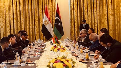 An Egyptian security delegation held talks with representatives of Libya's Government of National Accord in Tripoli on December 27, 2020. Courtesy Fathi Bachagha, Minister for the Interior, Libyan Government of National Accord