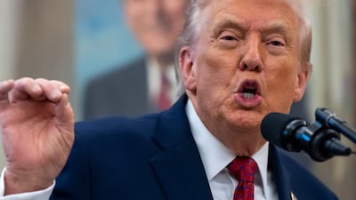 President Donald Trump in the Oval Office of the White House on Monday. AP