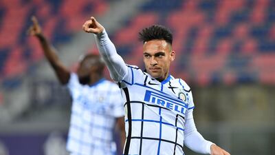 Inter Milan's Lautaro Martinez reacts. Reuters