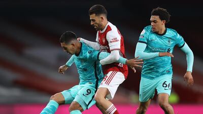 Dani Ceballos - 2: An awful night for the Spaniard, who dwelt on the ball too much. When he did pass, it was frequently to a Liverpool player. It was no surprise when he was replaced by Elneny with 32 minutes to play. EPA