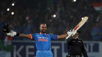 India's Shikhar Dhawan scored the 12th hundred of his one-day international career. Aijaz Rahi / AP Photo