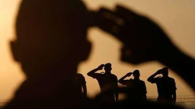 French members of Unifil observe Bastille Day on Wednesday at their base in Tiri village in southern Lebanon.