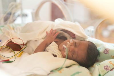 A baby in the neonatology department. Reem Mohammed / The National