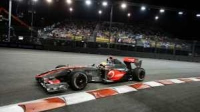 Lewis Hamilton negotiates a turn during the third practice session.