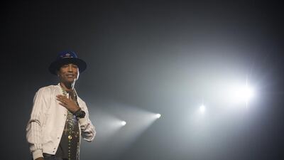 Pharrell Williams performs at the Zenith in Paris in October. Martin Bureau / AFP