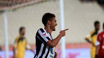 Manuel Lanzini shown celebrating a goal during an Arabian Gulf League match in April. Ravindranath K / The National / April 3, 2015