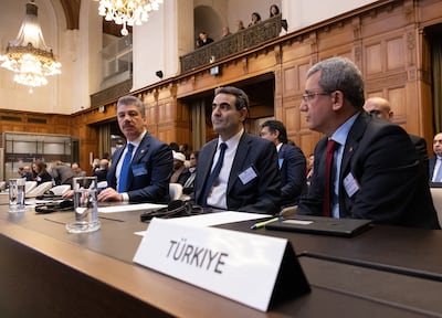 A delegation headed by Turkish deputy foreign minister Ahmet Yildiz, right, attended the hearing. Getty Images