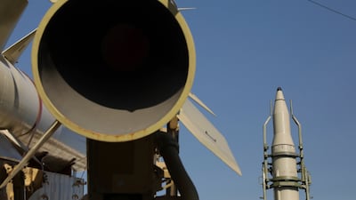The Islamic Revolutionary Guard Corps displays its Dezful, Zolfgahr and Qiam missiles in Tehran in January. AP Photo