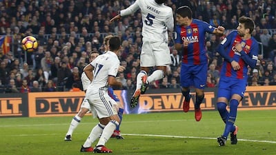 Barcelona’s Luis Suarez scores their goal. Albert Gea / Reuters