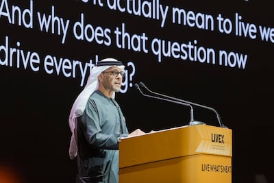 Mohamed Ali Al Shorafa, chairman of the Department of Municipalities and Transport, explains to delegates what liveability means for someone in Abu Dhabi. Photo: Sreejith Sreedhar