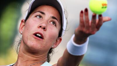 Garbine Muguruza of Spain during her quarter-final against Jennifer Brady of the US at the Dubai Duty Free Tennis Championships. EPA
